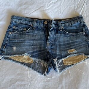 rag & bone Blue Distressed Jean Shorts